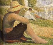 Georges Seurat The Boy Wearing hat on the ground oil painting artist